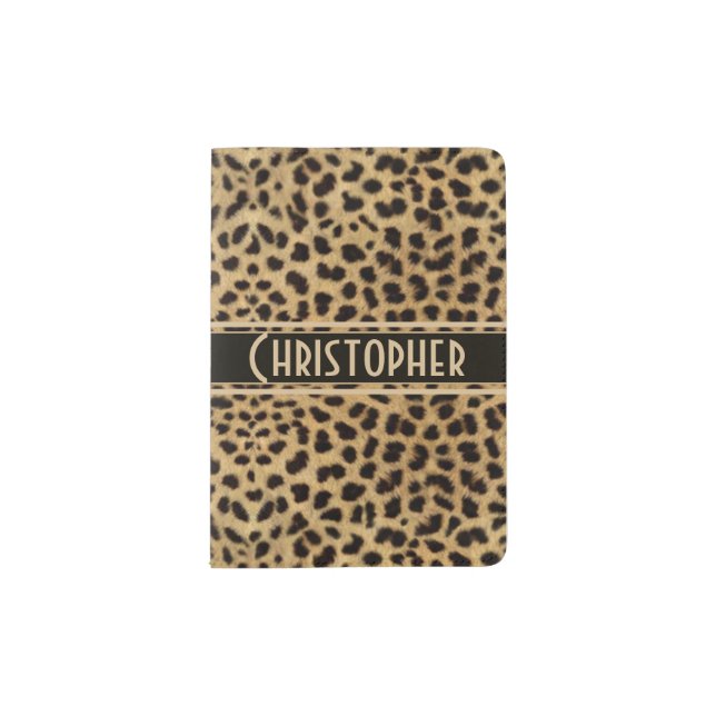 Leopard Spot Skin Print Personalized Passport Holder (Front)