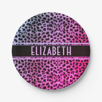 Leopard Spot Skin Print Personalized | Pink Paper Plates