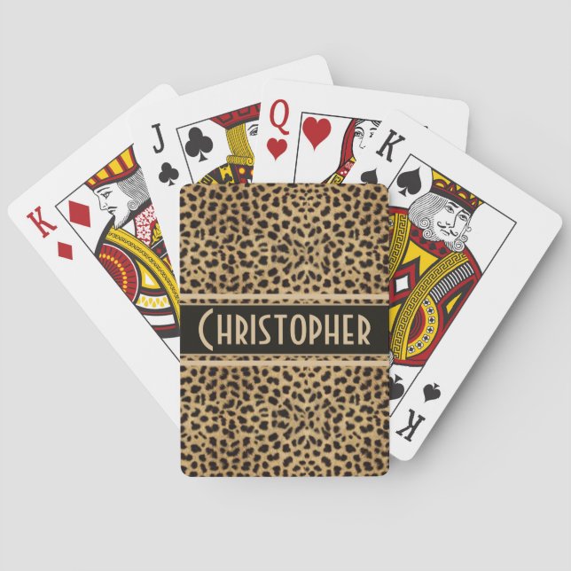 Leopard Spot Skin Print Personalized Poker Cards (Back)
