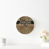 Leopard Spot Skin Print Personalized Round Clock (Home)