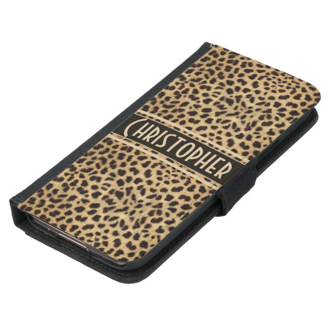 Leopard Spot Skin Print Personalized Samsung Galaxy Wallet Case (Bottom)