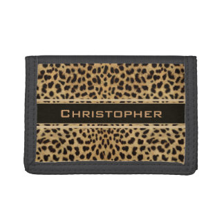 Leopard Spot Skin Print Personalized Tri-fold Wallet