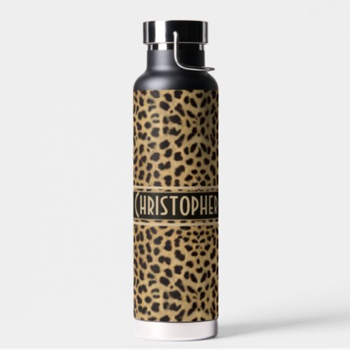 Leopard Spot Skin Print Personalized Water Bottle