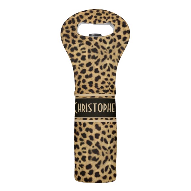 Leopard Spot Skin Print Personalized Wine Bag (Front)