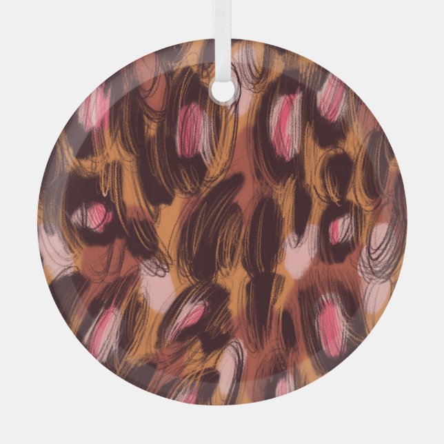 Leopard Spots African Animal Pattern Glass Ornament (Front)