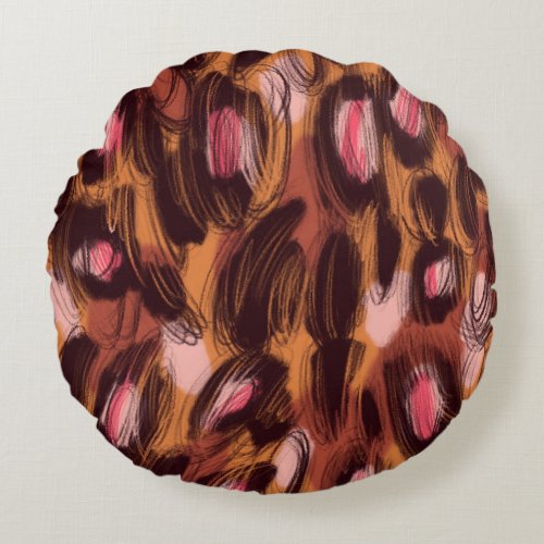 Leopard Spots African Animal Pattern Round Pillow