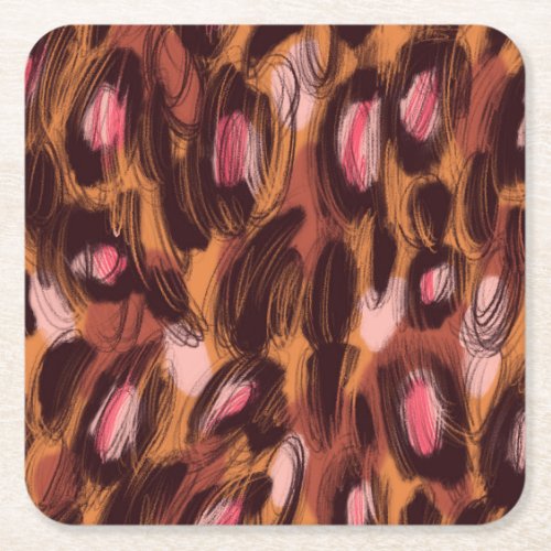 Leopard Spots African Animal Pattern Square Paper Coaster