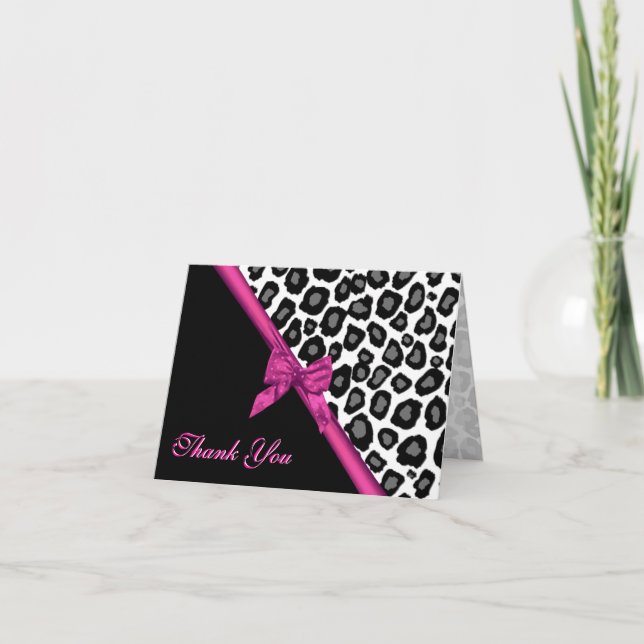 Leopard Spots and Ribbon Thank You Card (Front)