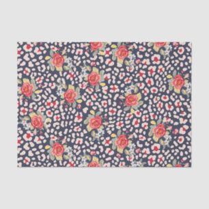 Leopard Spots And Vintage Roses Animal Print Tissue Paper