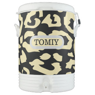 Leopard Spots Black And Gold Animal Beverage Cooler
