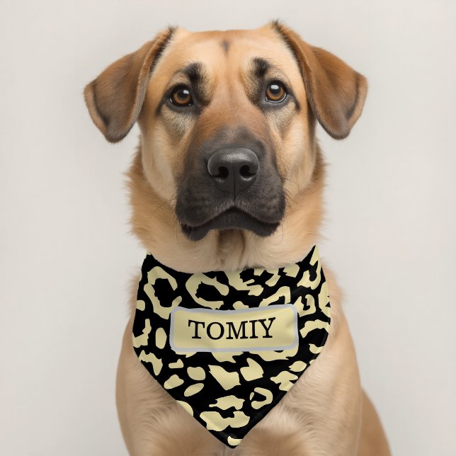 Leopard Spots Black And Gold Animal  Pet Bandana Collar (Dog 2)