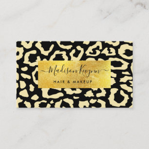 Leopard Spots Black And Gold Animal Print Pattern Business Card