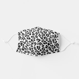 Leopard Spots Black and White Animal Print Pattern Cloth Face Mask