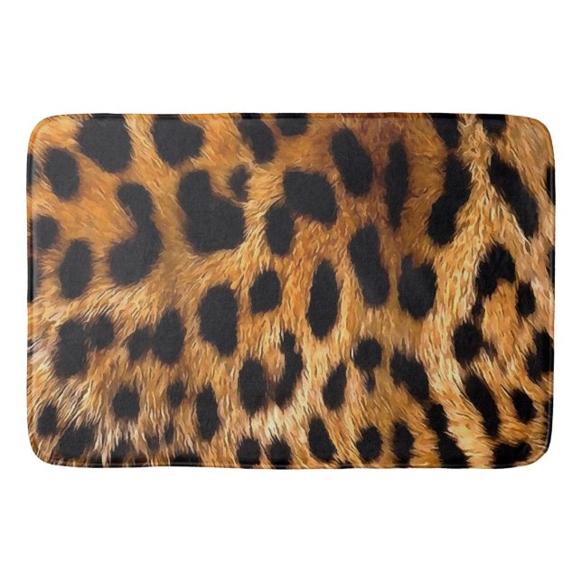 Leopard Spots Black Brown Wild Animal Fine Art Bath Mat (Front)