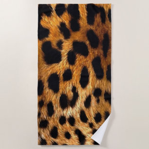 Leopard Spots Black Brown Wild Animal Fine Art Beach Towel