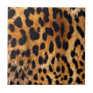 Leopard Spots Black Brown Wild Animal Fine Art Ceramic Tile
