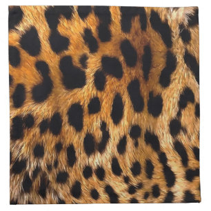 Leopard Spots Black Brown Wild Animal Fine Art Cloth Napkin