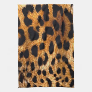 Leopard Spots Black Brown Wild Animal Fine Art Kitchen Towel
