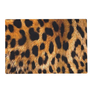 Leopard Spots Black Brown Wild Animal Fine Art Placemat