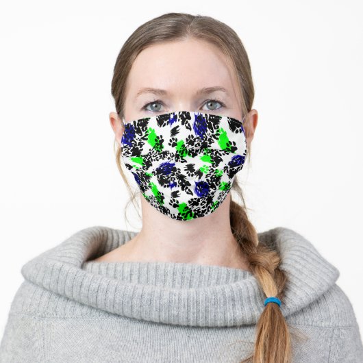 Leopard Spots Blue Green Adult Cloth Face Mask (Worn)