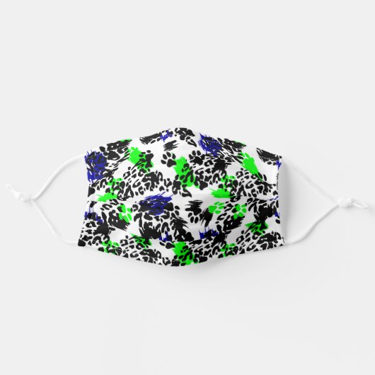 Leopard Spots Blue Green Adult Cloth Face Mask (Front, Unfolded)