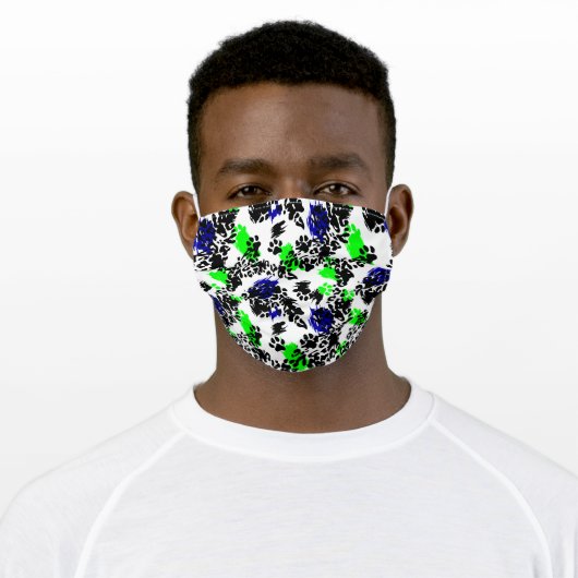 Leopard Spots Blue Green Adult Cloth Face Mask (Worn)