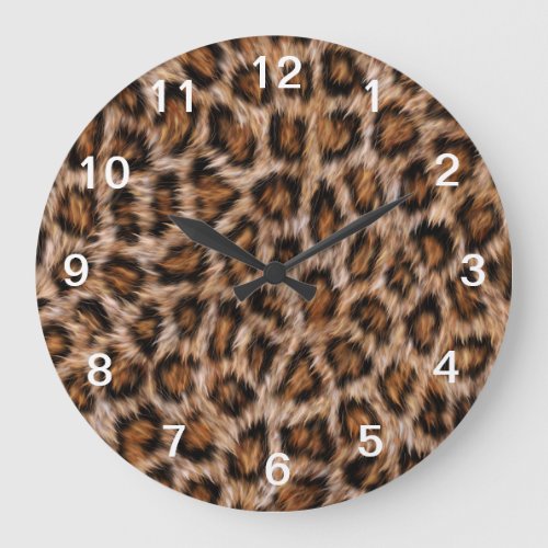 Leopard Spots Fur Jaguar Animal Cat skin Patternj Large Clock