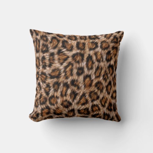 Leopard Spots Fur Jaguar Animal Cat skin Patternj Throw Pillow