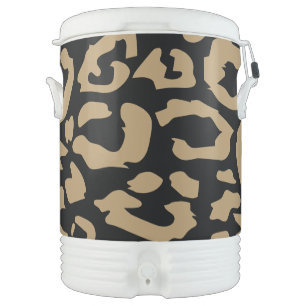 Leopard Spots Gold And Black Animal Print Pattern Beverage Cooler