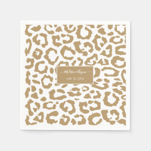 Leopard Spots Gold And White Animal Print Pattern Napkins