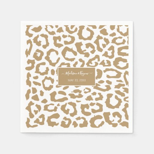 Leopard Spots Gold And White Animal Print Pattern Napkins