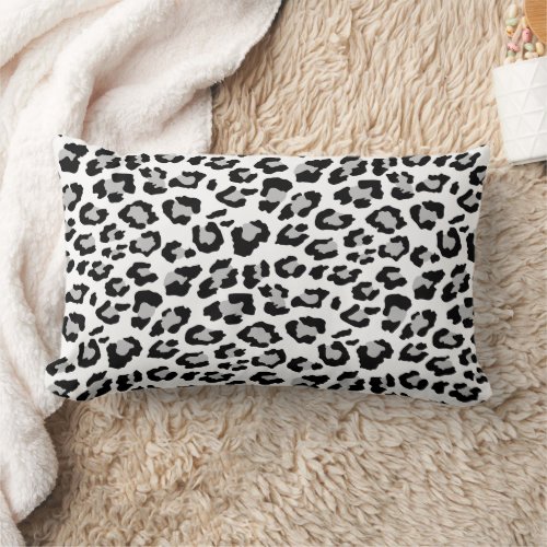 Leopard Spots Gray and Black Animal Print Pattern  Lumbar Pillow