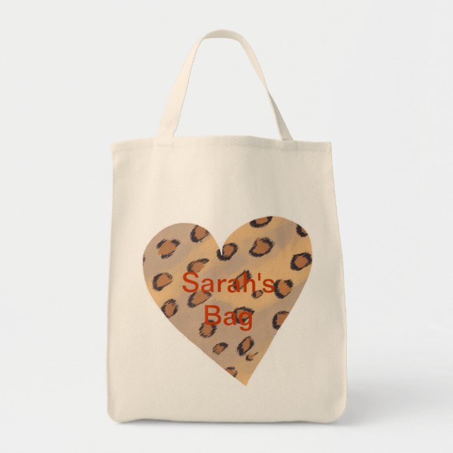 Leopard Spots Heart Personalized Bags (Front)