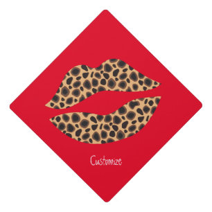 Leopard Spots Lipstick Kiss Thunder_Cove Graduation Cap Topper