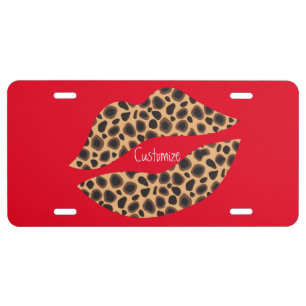 Leopard Spots Lipstick Kiss Thunder_Cove License Plate