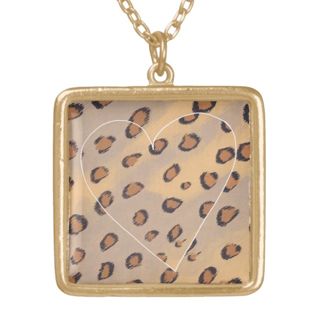 Leopard Spots Painting with a Heart Necklace (Front)