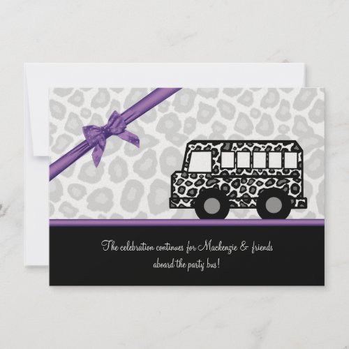 Leopard Spots Party Bus Personalized Invitation