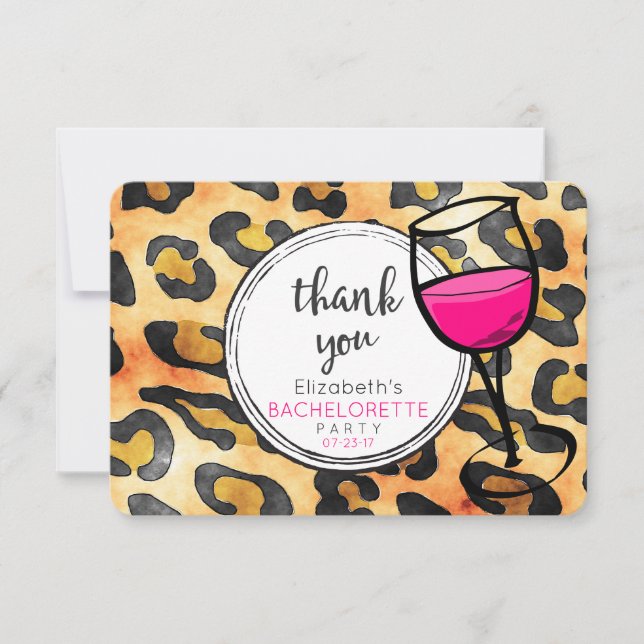 Leopard Spots Pattern Bachelorette Party Thank You Card (Front)