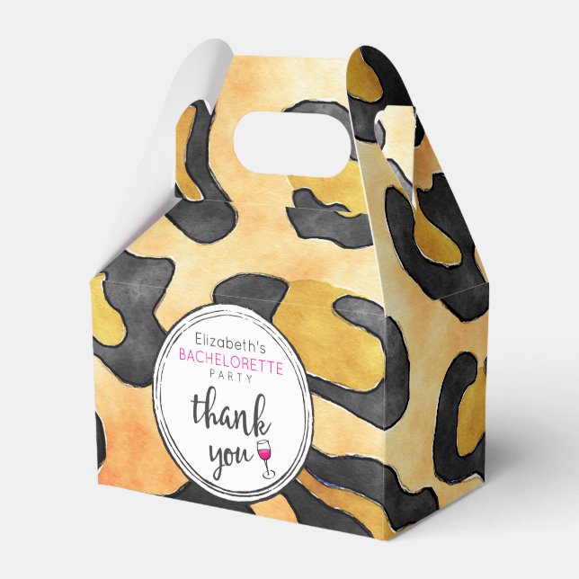 Leopard Spots Pattern Bachelorette Party Thank You Favor Boxes (Front Side)