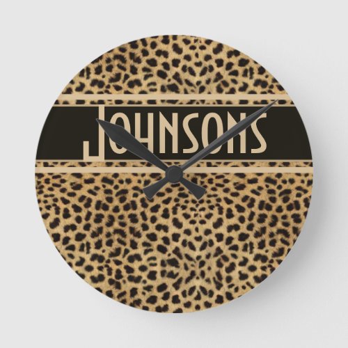 Leopard Spots Pattern Round Clock