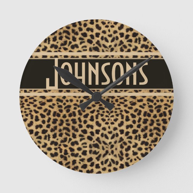 Leopard Spots Pattern Round Clock (Front)