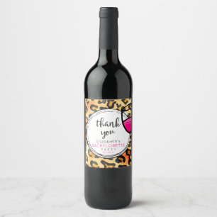 Leopard Spots Pattern Thank You Bachelorette Wine Wine Label