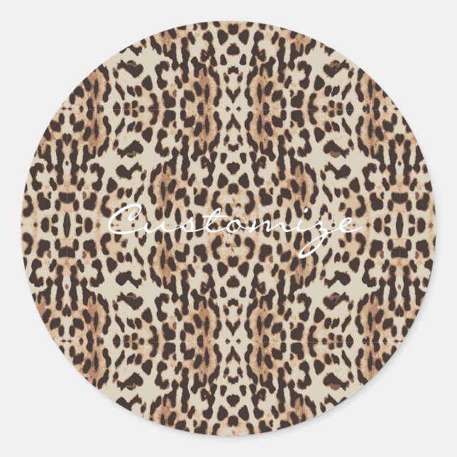 Leopard Spots Pattern Thunder_Cove Classic Round Sticker (Front)