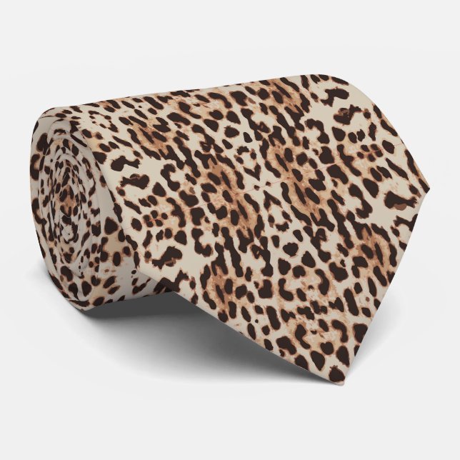 Leopard Spots Pattern Thunder_Cove Neck Tie (Rolled)