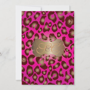 Leopard spots + pearl swirls/vintage/hot pink invitation