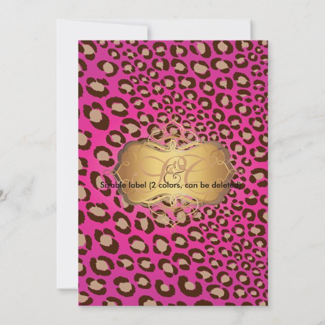 Leopard spots + pearl swirls/vintage/hot pink invitation (Front)