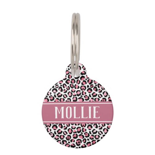 Leopard Spots Pink Black Name and Address Pet ID Tag