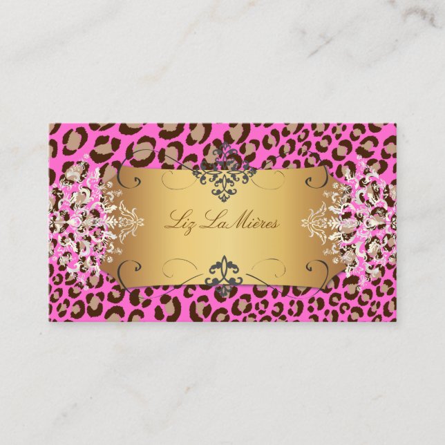 Leopard spots/Pink / DIY background color Business Card (Front)