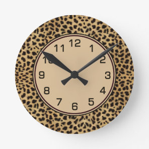 Leopard Spots Skin Numbers Round Clock