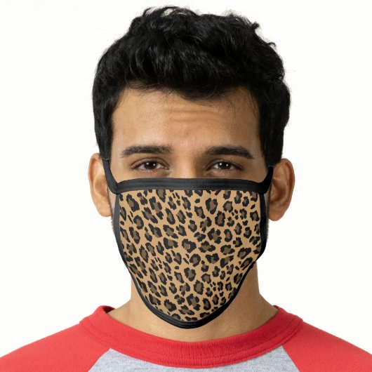 Leopard Spots Tan Brown Animal Print Pattern Face Mask (Worn Him)
